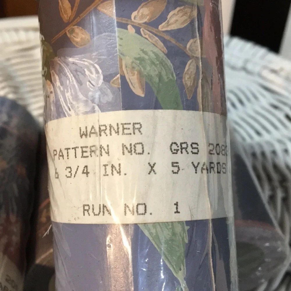 4 Rolls Vintage Wallpaper Border 20 Yards /60 Linear Ft Blue Pink Country Floral